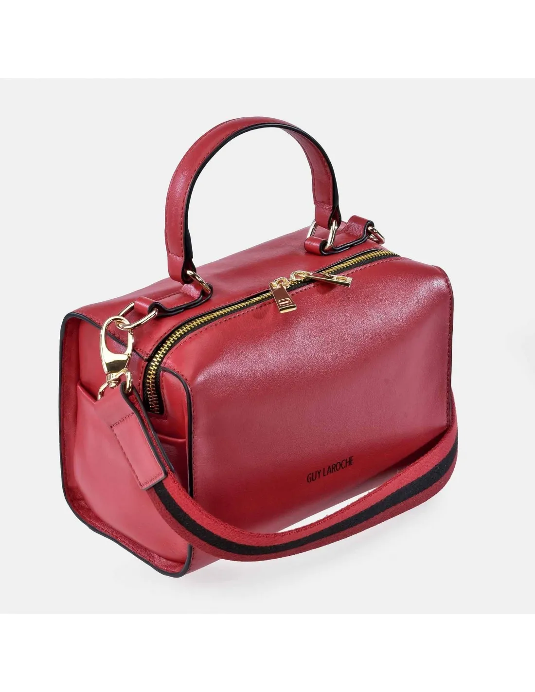 GUY LAROCHE Bolso de mano con dos bandoleras para mujer en piel con cremalleras