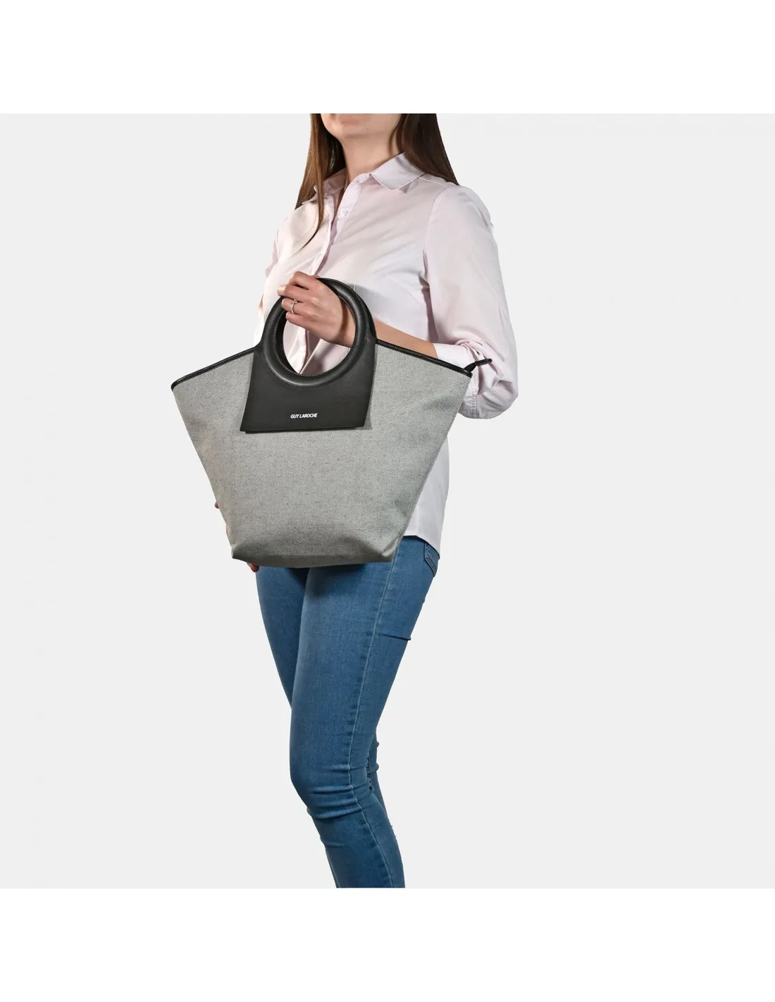 GUY LAROCHE bolso de mano tote para mujer en lona y piel