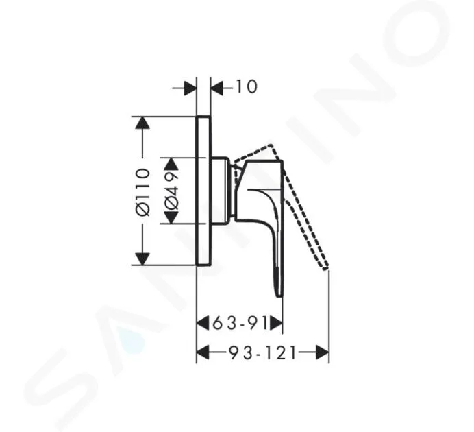 HANSGROHE REBRIS E  GRIFO EMPOTRADO DE DUCHA, NEGRO MATE 72659670