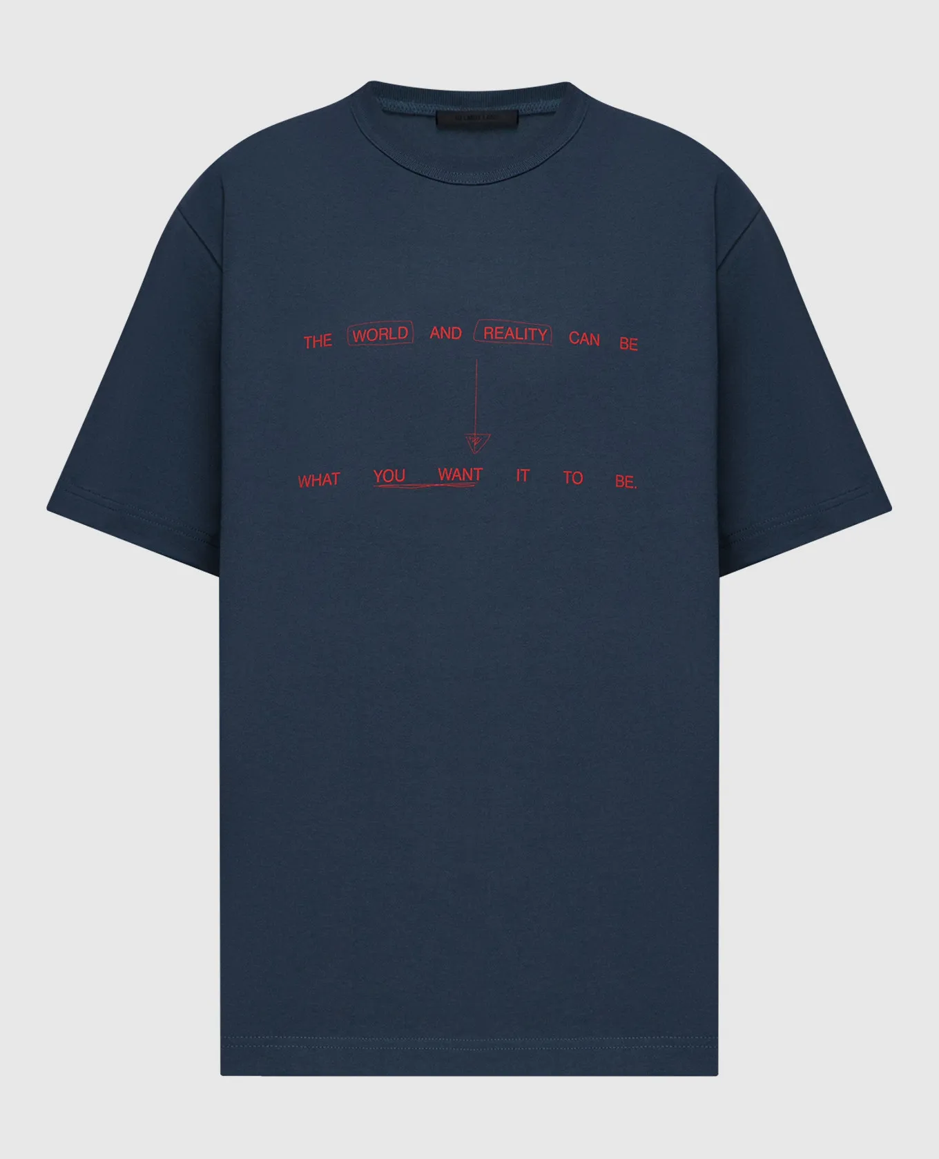 HELMUT LANG BLUE TSHIRT WITH SPACE PRINT