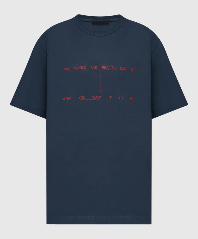 HELMUT LANG BLUE TSHIRT WITH SPACE PRINT
