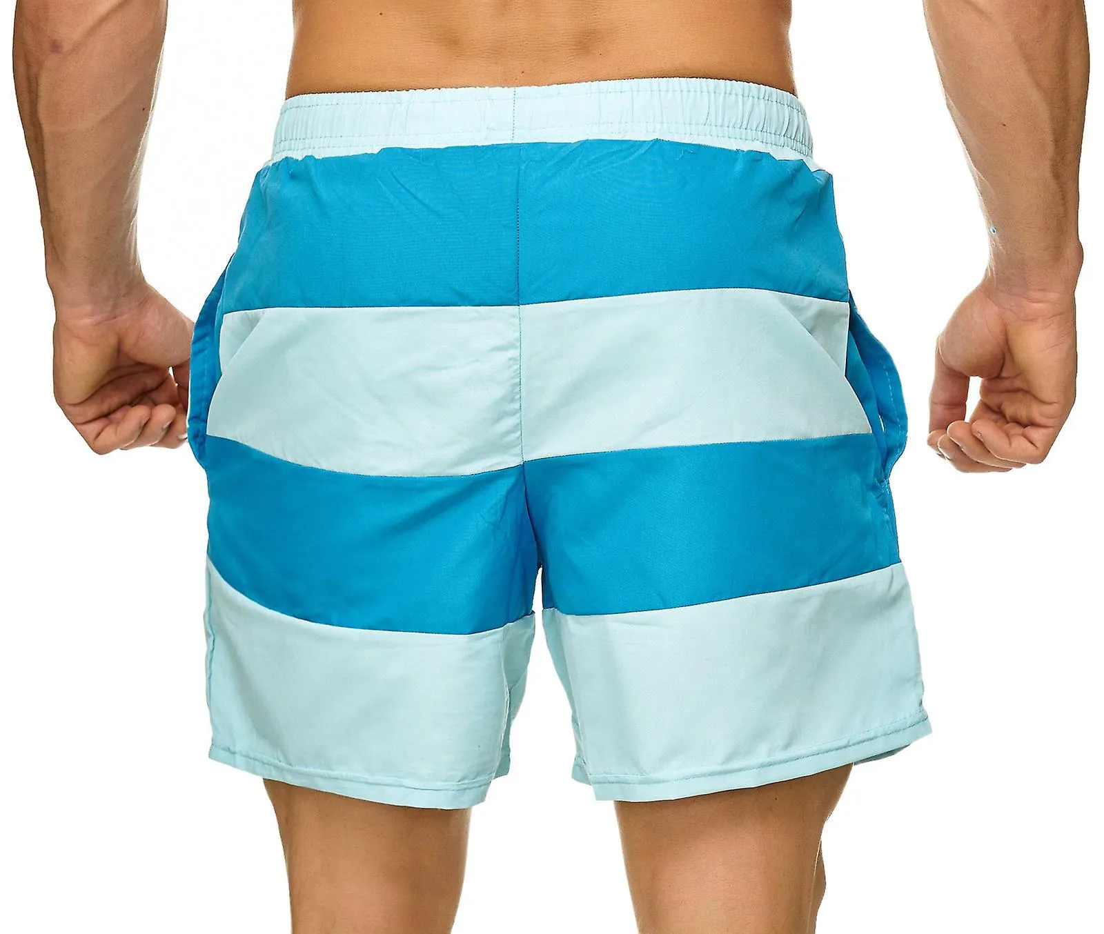 Herren Bade Shorts Kurz Badehose Bunt Gestreift Beachwear Schwimmhose Strand