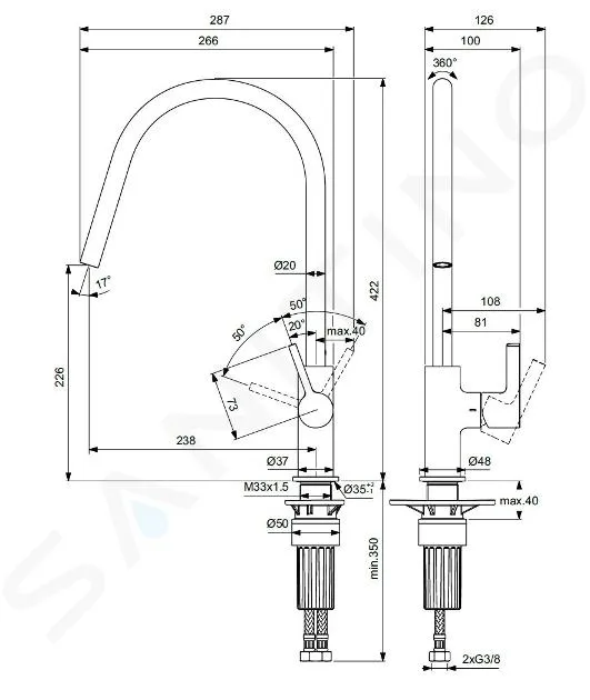 IDEAL STANDARD GUSTO  GRIFO DE FREGADERO, GRIS MAGNéTICO BD408A5