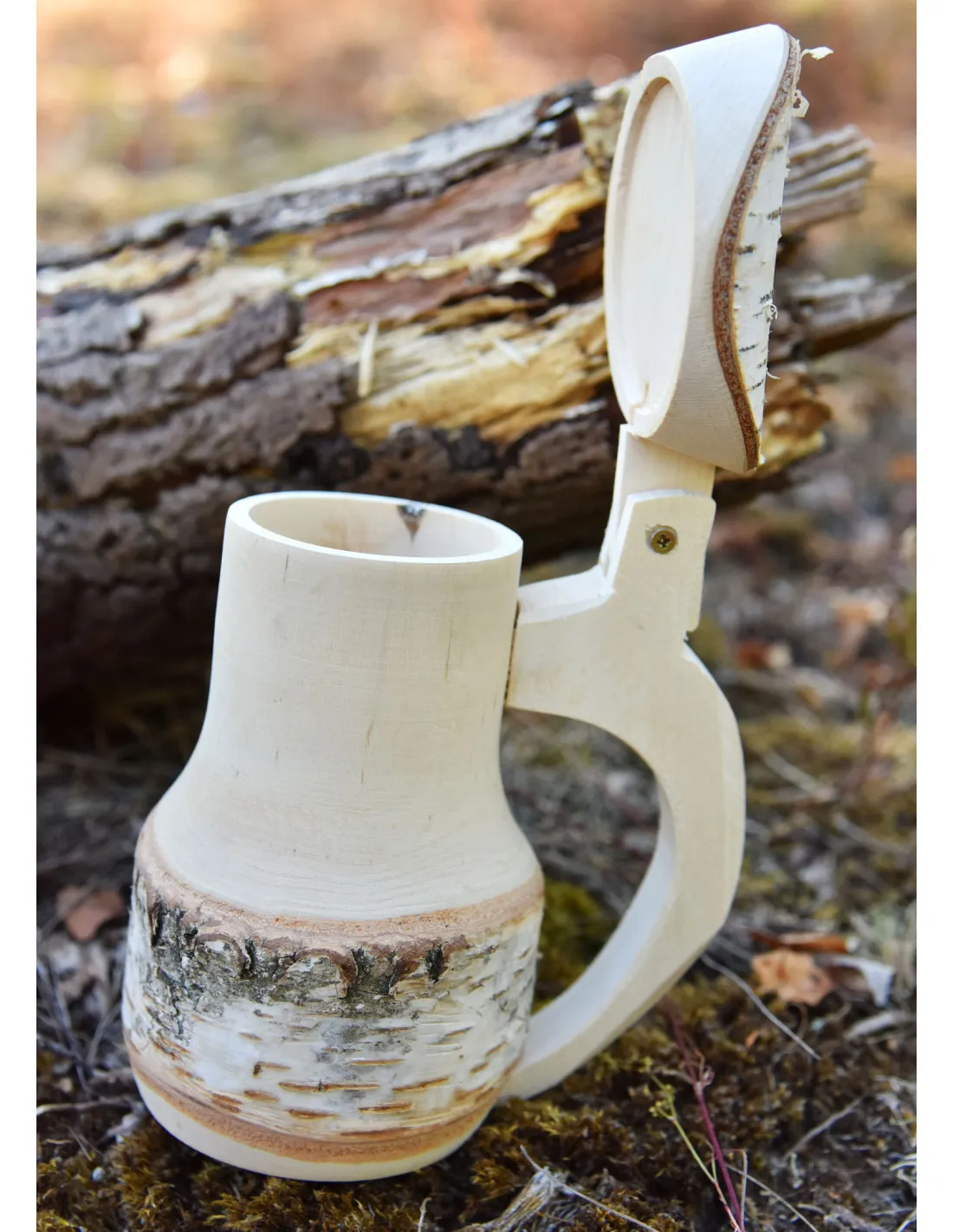 Jarra de cerveza medieval en madera natural (17x14 cm.)