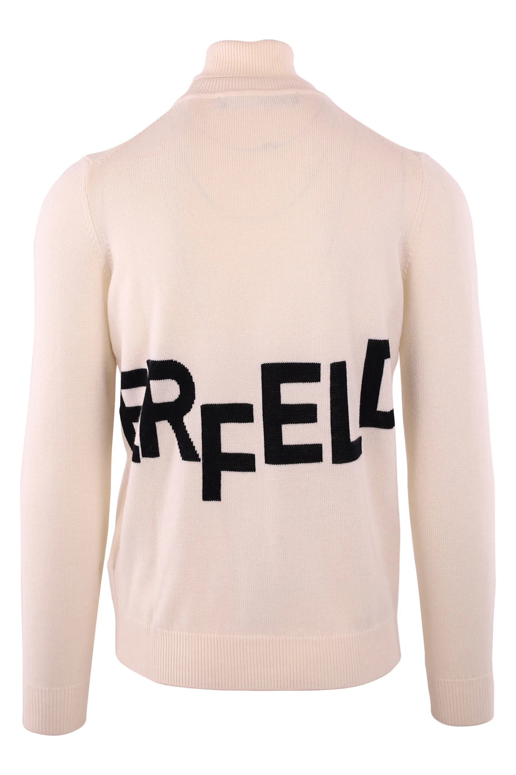 Jersey beige cuello tortuga y maxi logo negro