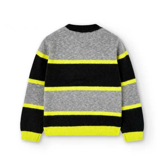 Jersey niño rayas negro,gris y amarillo fluor de Bóboli