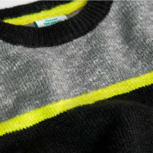 Jersey niño rayas negro,gris y amarillo fluor de Bóboli