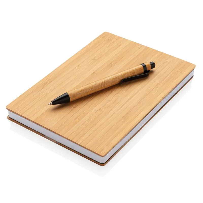 Juego de libreta y bolígrafo corporativo A5 Bamboo