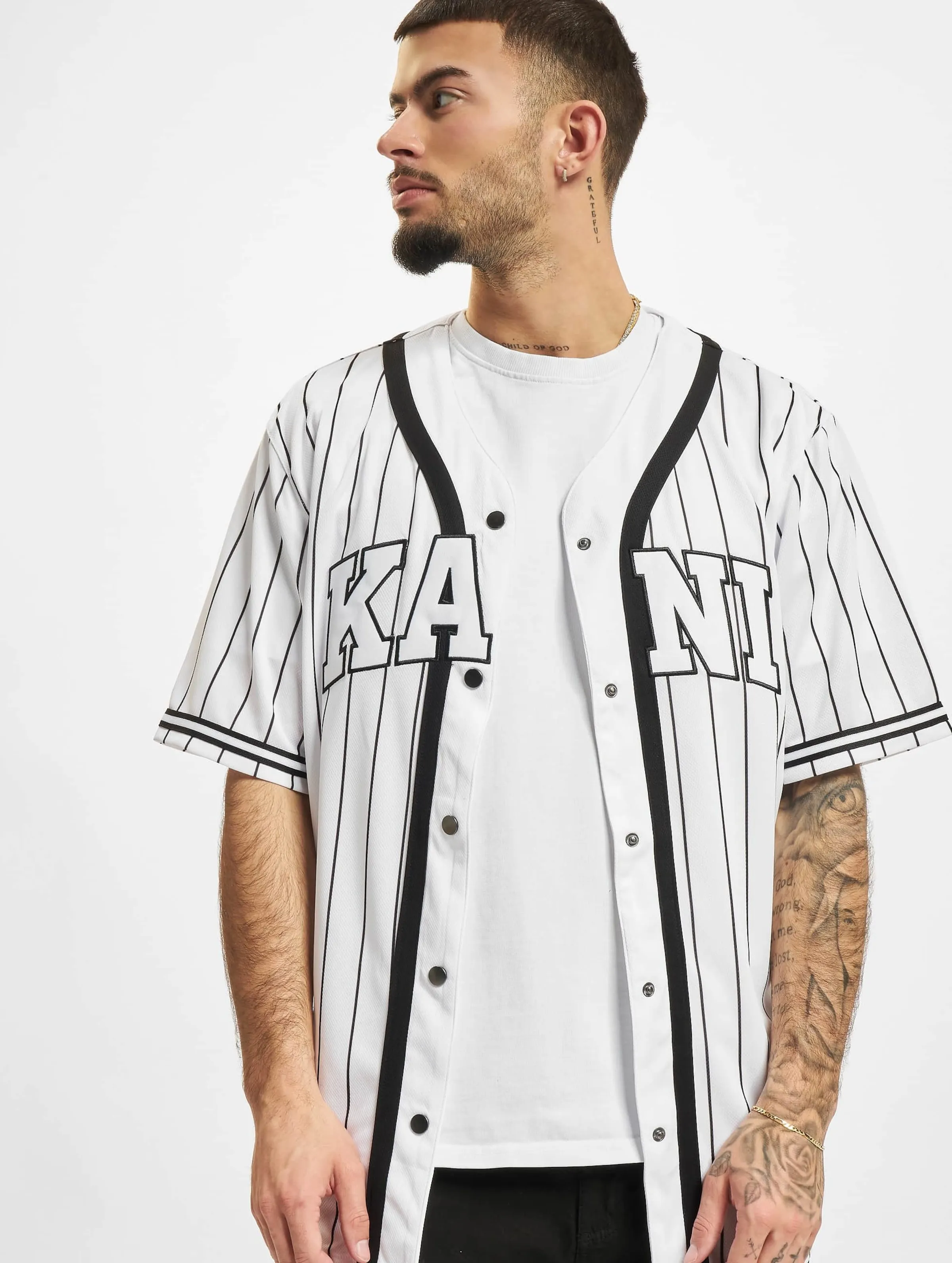 Karl Kani Karl Kani Serif Pinstripe Baseball Shirt