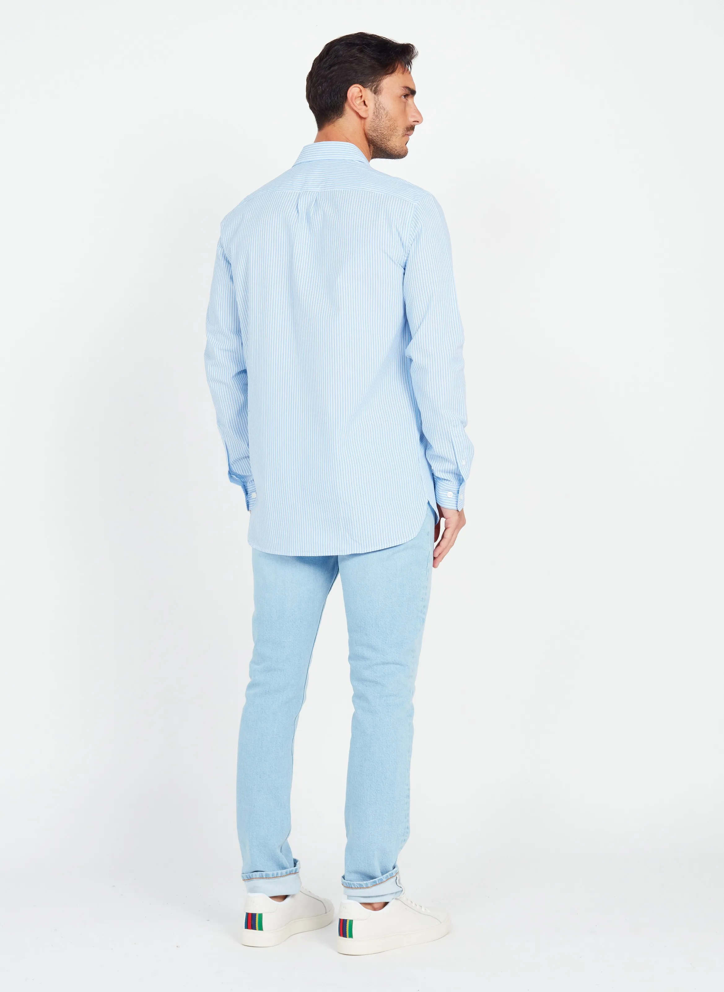 LIAM  CAMISA REGULAR FIT DE ALGODóN A RAYAS CON CUELLO CLáSICO EN AZUL