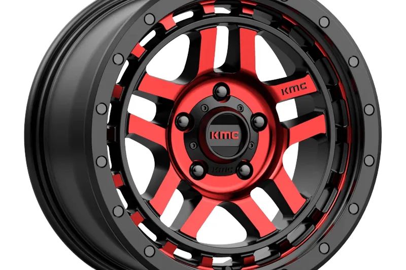 Llanta de aleación KM540 Recon Gloss Black Machined W/ RED Tint KMC 8.5x17 ET18 71,5 5x127