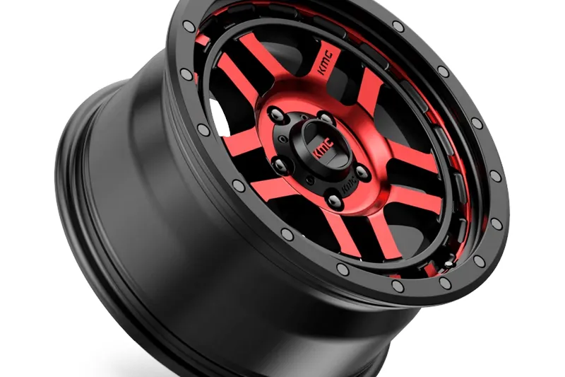 Llanta de aleación KM540 Recon Gloss Black Machined W/ RED Tint KMC 8.5x17 ET18 71,5 5x127