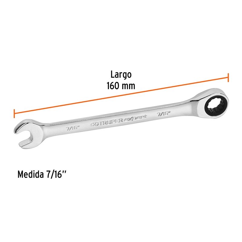 Llave combinada con matraca 7/16" Truper 15737