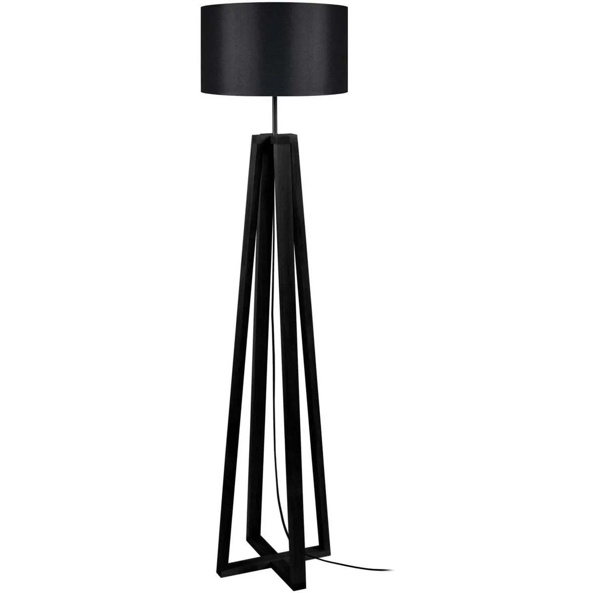 Lámpara de pie redondo madera negro