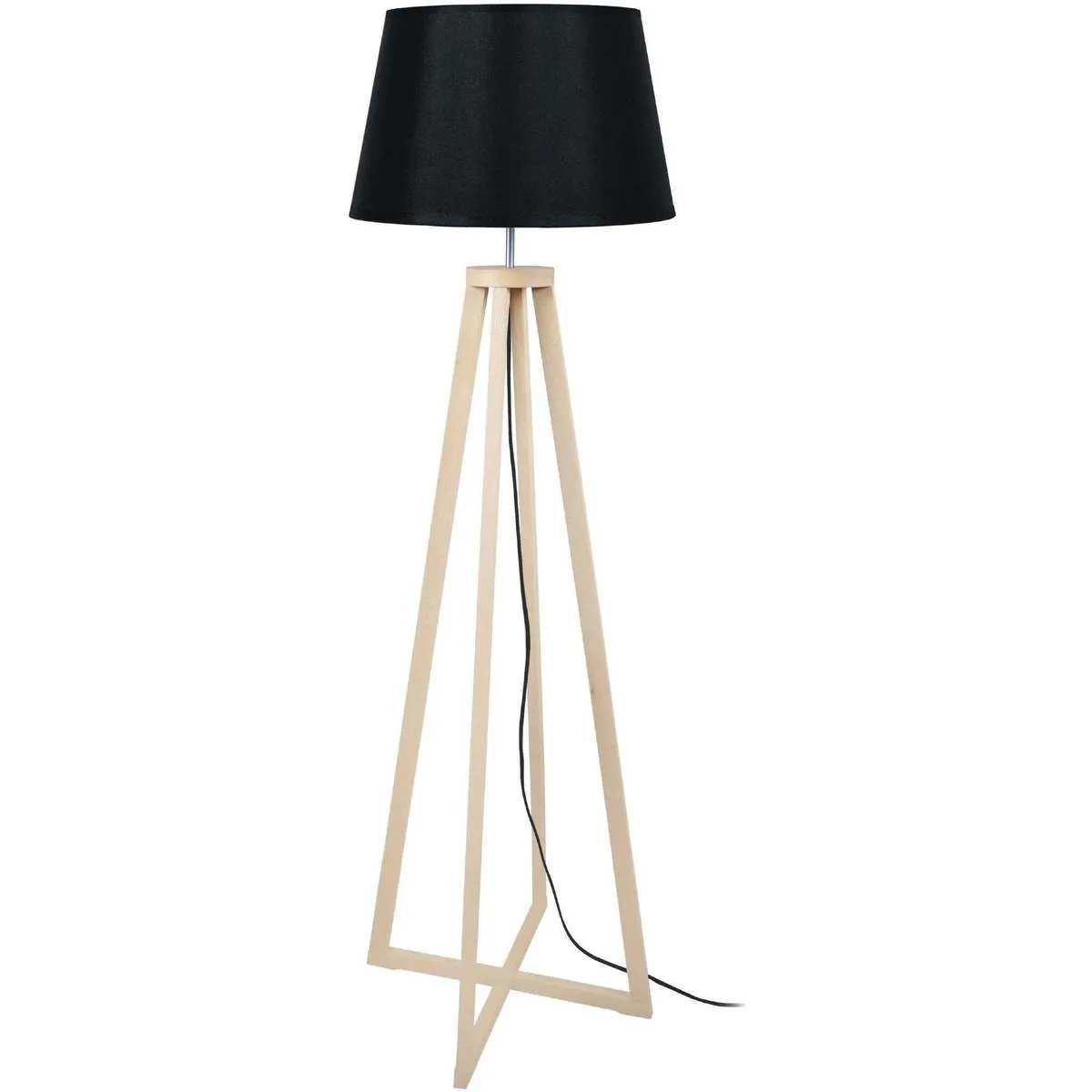 Lámpara de pie trapecio madera natural y negro