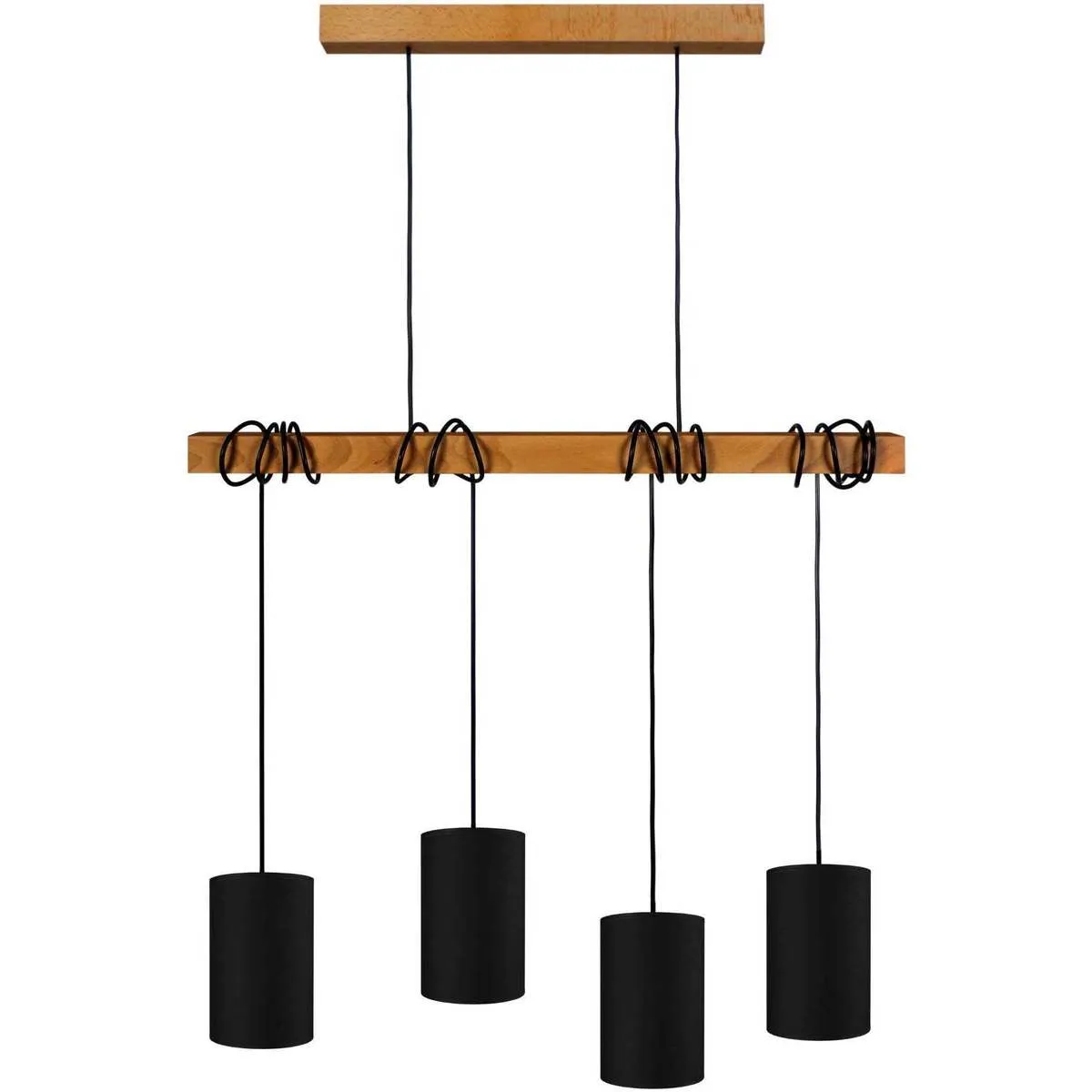 Lámpara de Techo redondo madera oscuro y negro