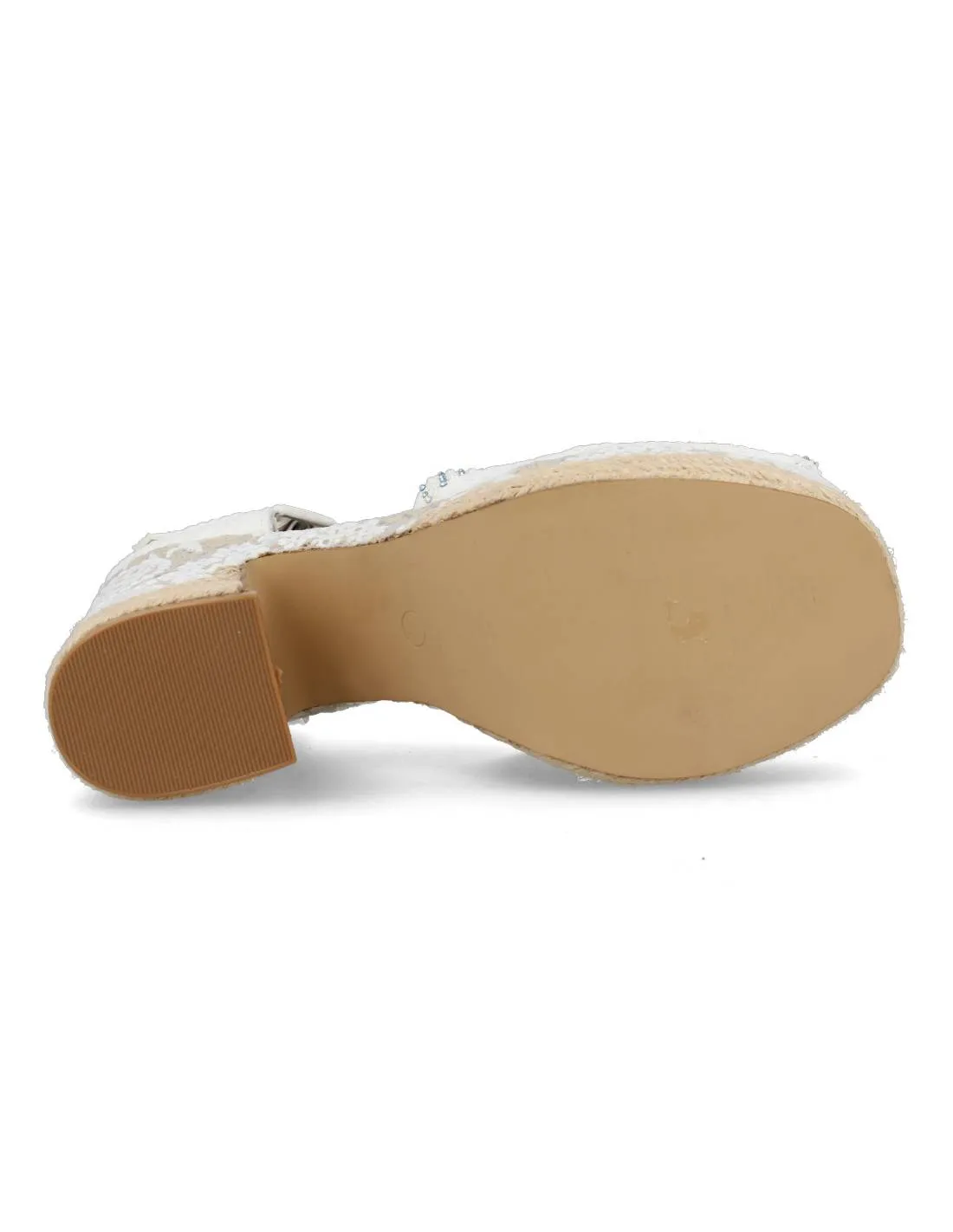 MANDARINA  TACóN ANCHO ESPARTO NOVIA PERLA BLANCO