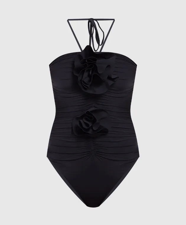 Maygel Coronel Black swimsuit with applications