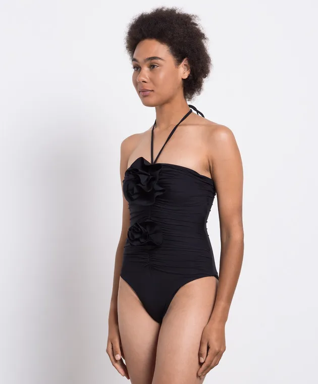 Maygel Coronel Black swimsuit with applications