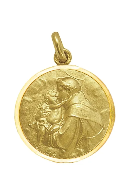 MEDALLA SAN ANTONIO DE PADUA EN ORO DE LEY Y 22 MM 268_M11722P
