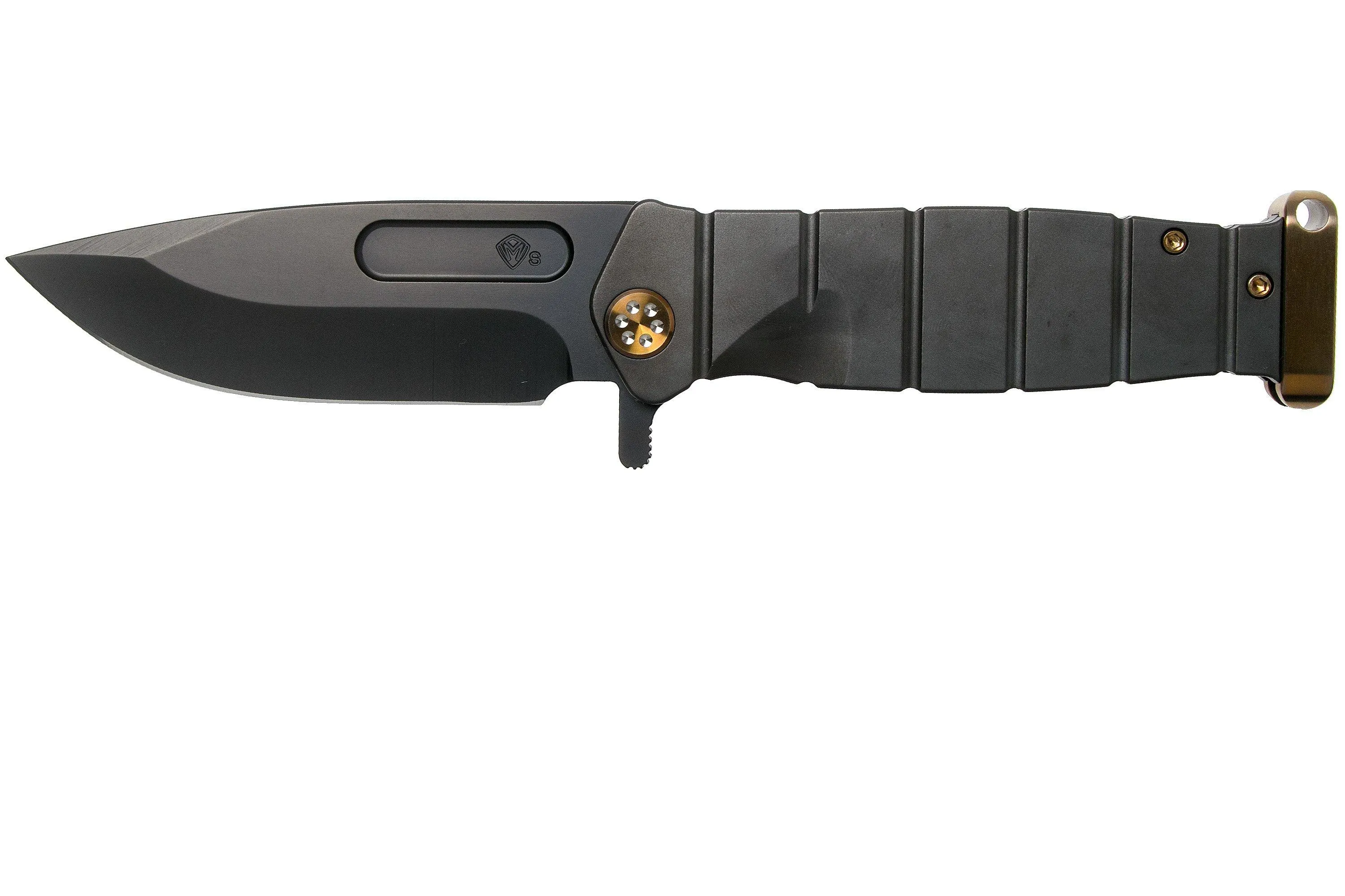 Medford USMC Fighter Flipper S35VN, PVD Blade, PVD Handle, Bronze Hardware navaja