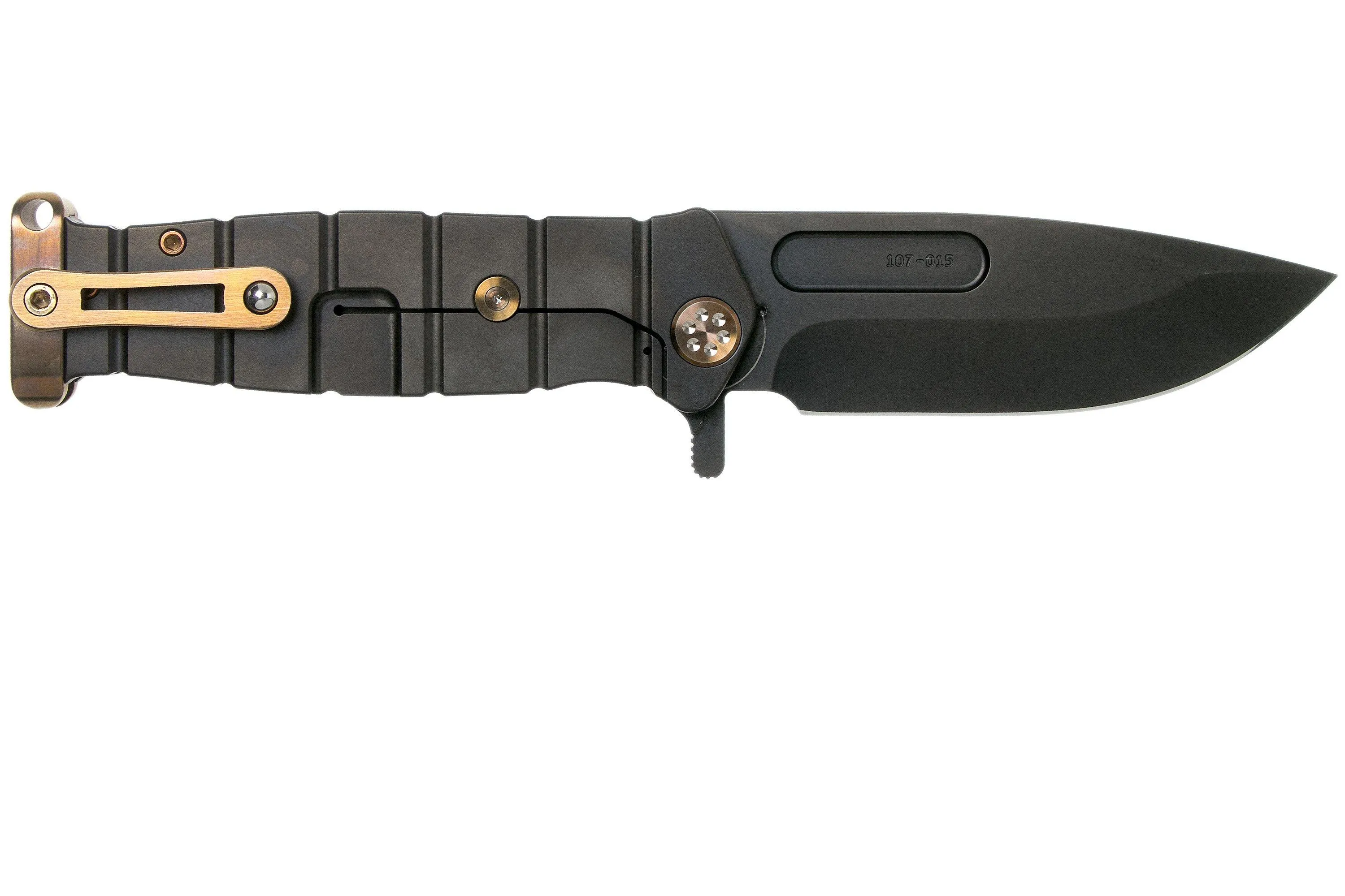 Medford USMC Fighter Flipper S35VN, PVD Blade, PVD Handle, Bronze Hardware navaja