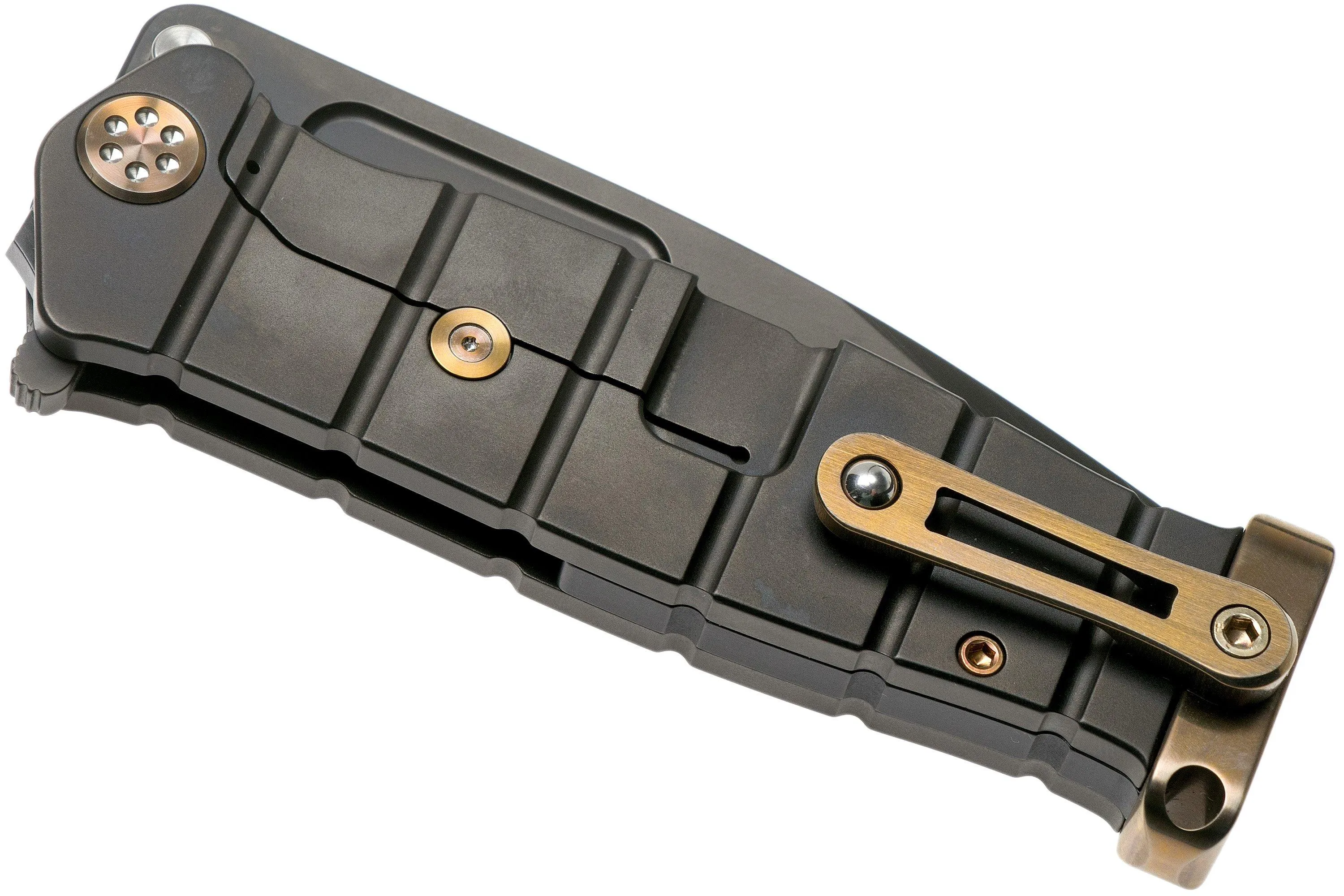 Medford USMC Fighter Flipper S35VN, PVD Blade, PVD Handle, Bronze Hardware navaja