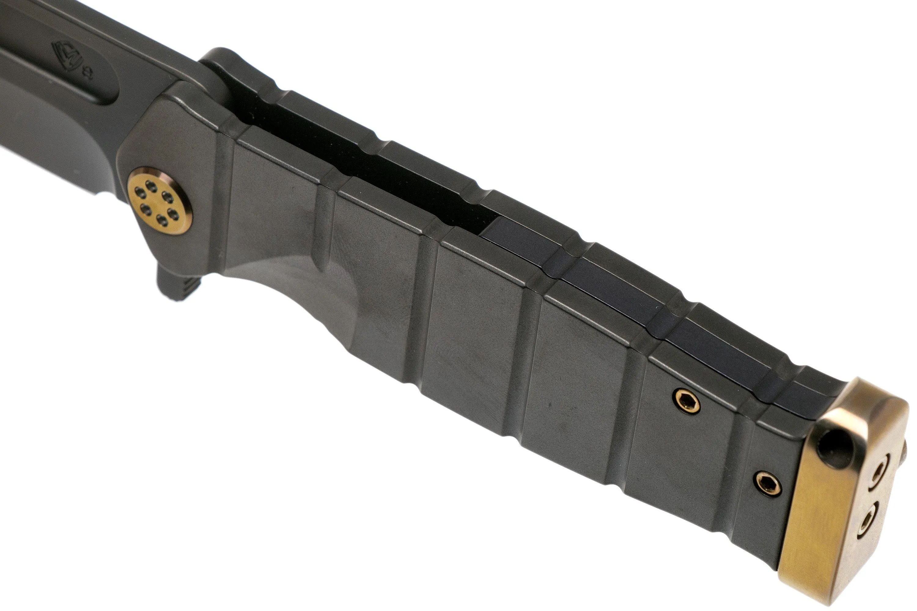 Medford USMC Fighter Flipper S35VN, PVD Blade, PVD Handle, Bronze Hardware navaja