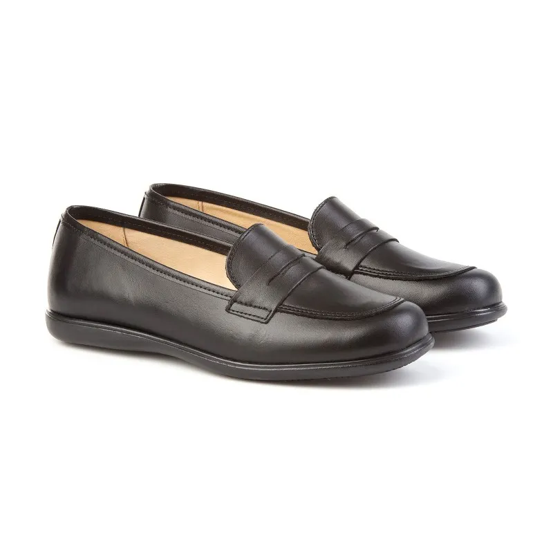 Mocasines Colegiales Niña Piel Punta Redonda 466 Negro, de Angelitos