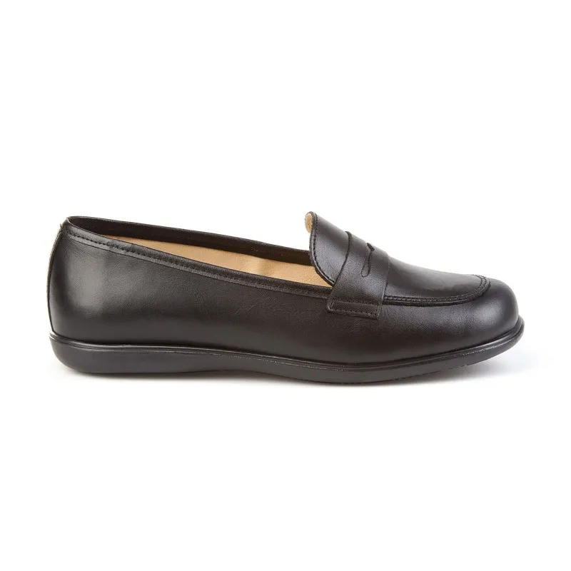 Mocasines Colegiales Niña Piel Punta Redonda 466 Negro, de Angelitos