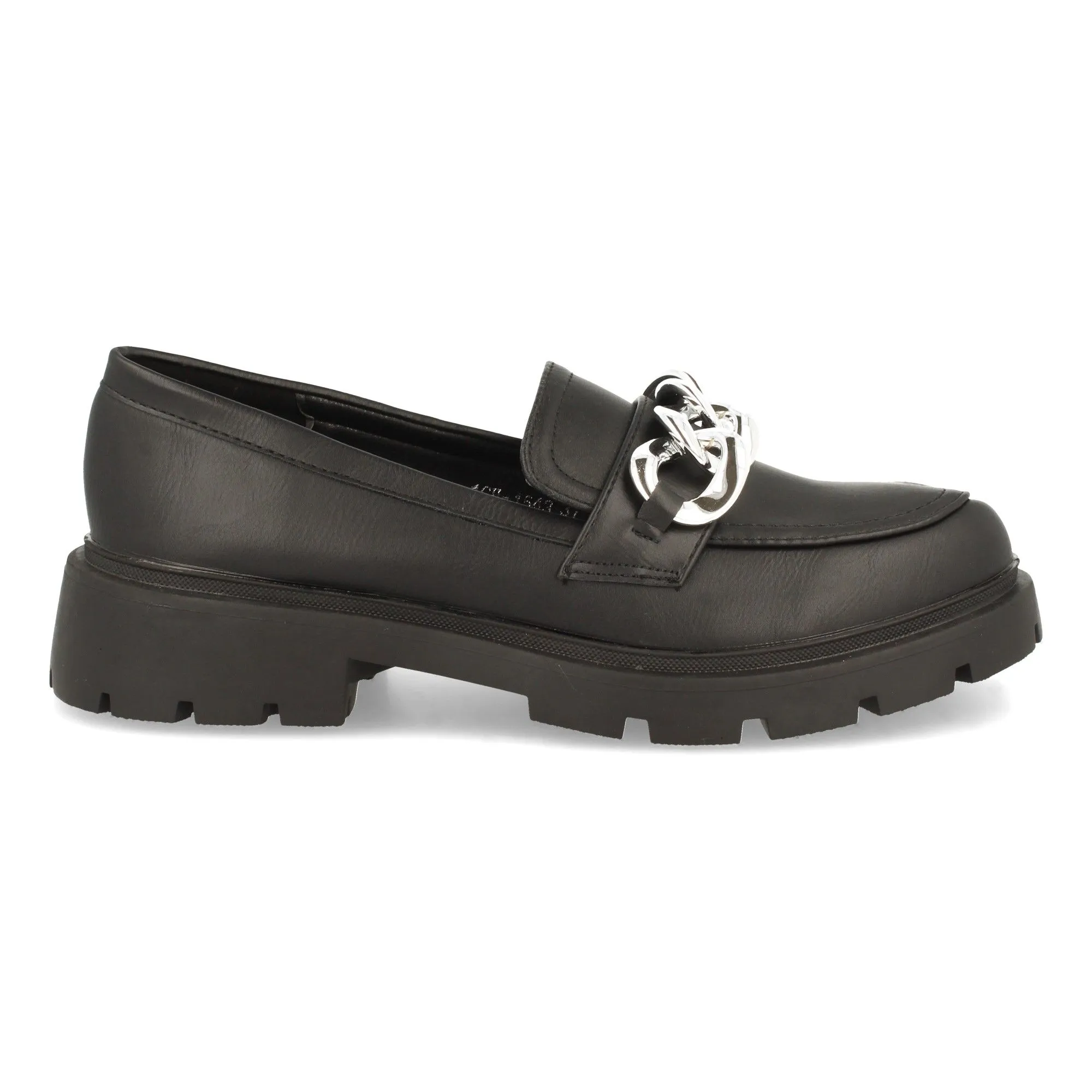 Mocasín cadena color negro mujer