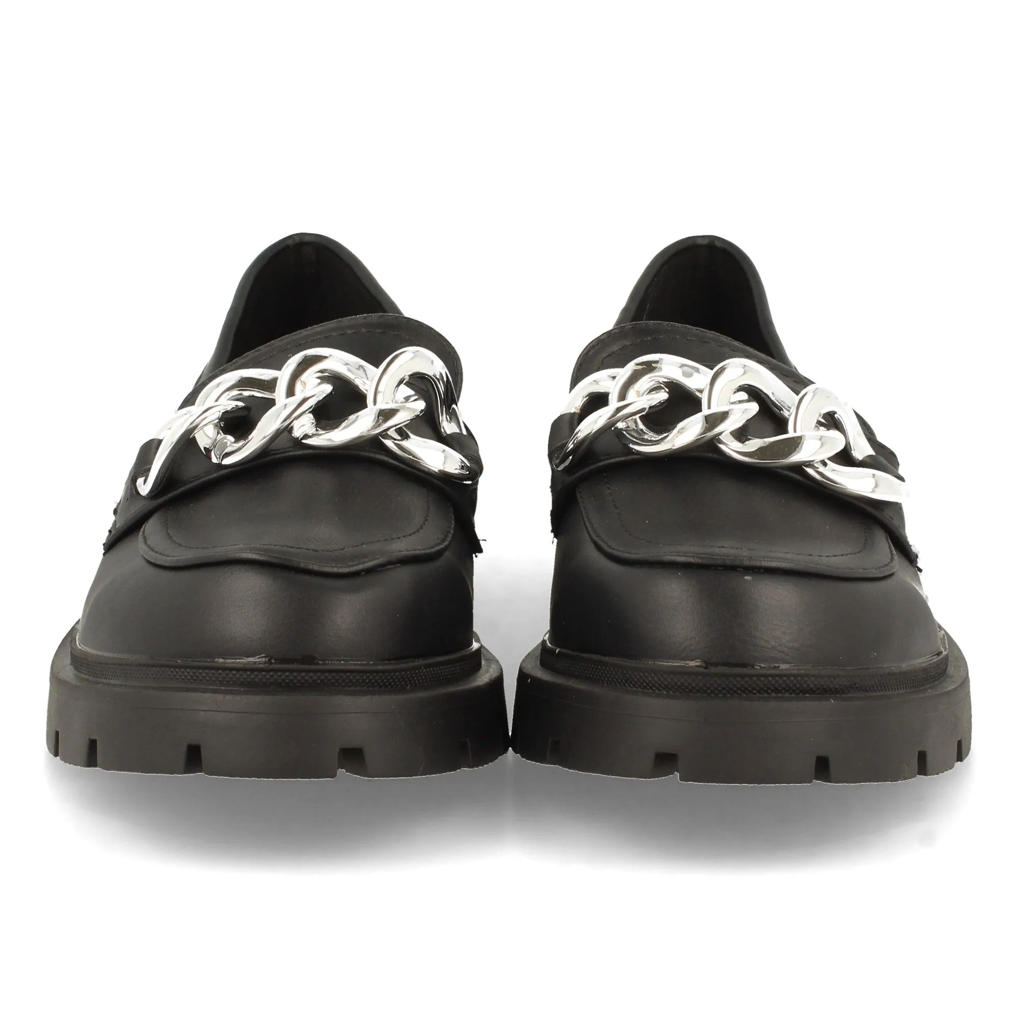 Mocasín cadena color negro mujer