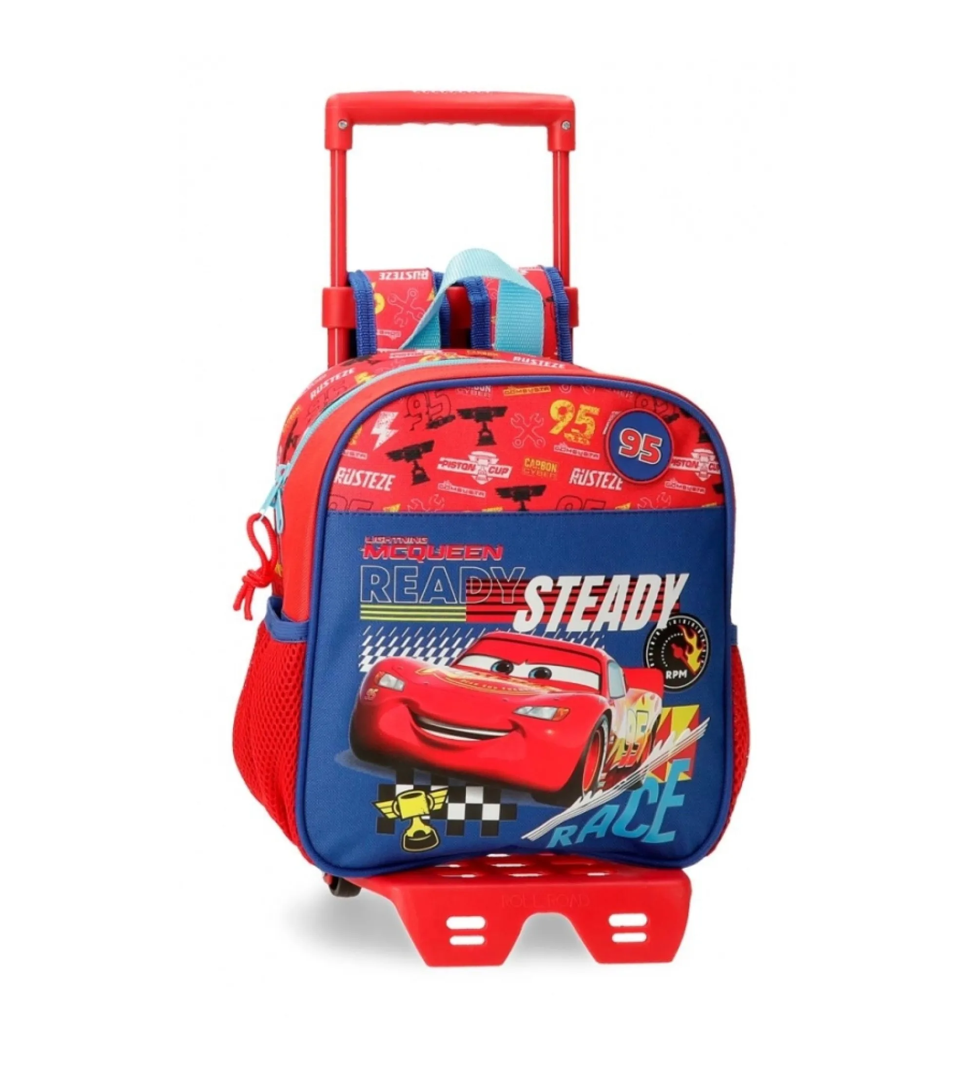 Mochila de guarderia Cars Lets race con carro rojo