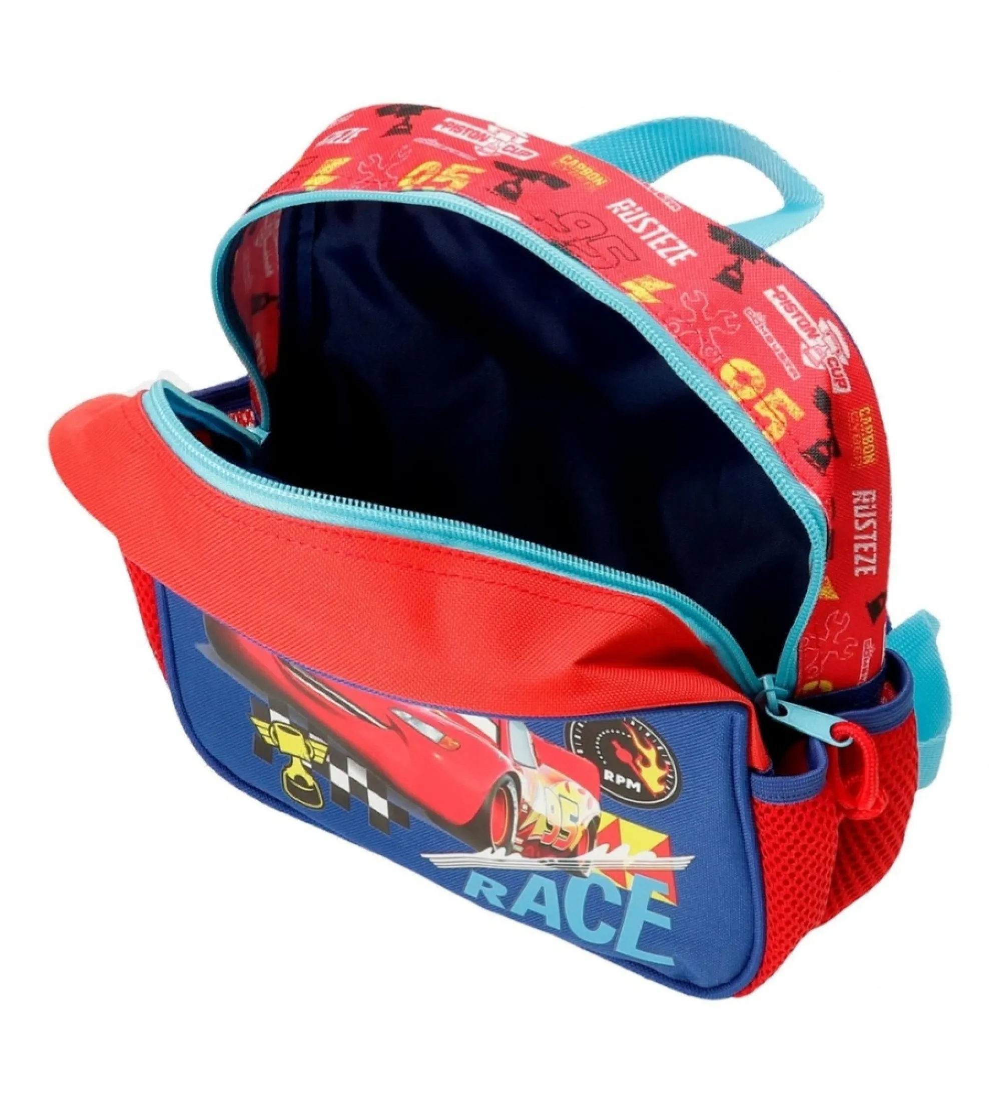 Mochila de guarderia Cars Lets race con carro rojo