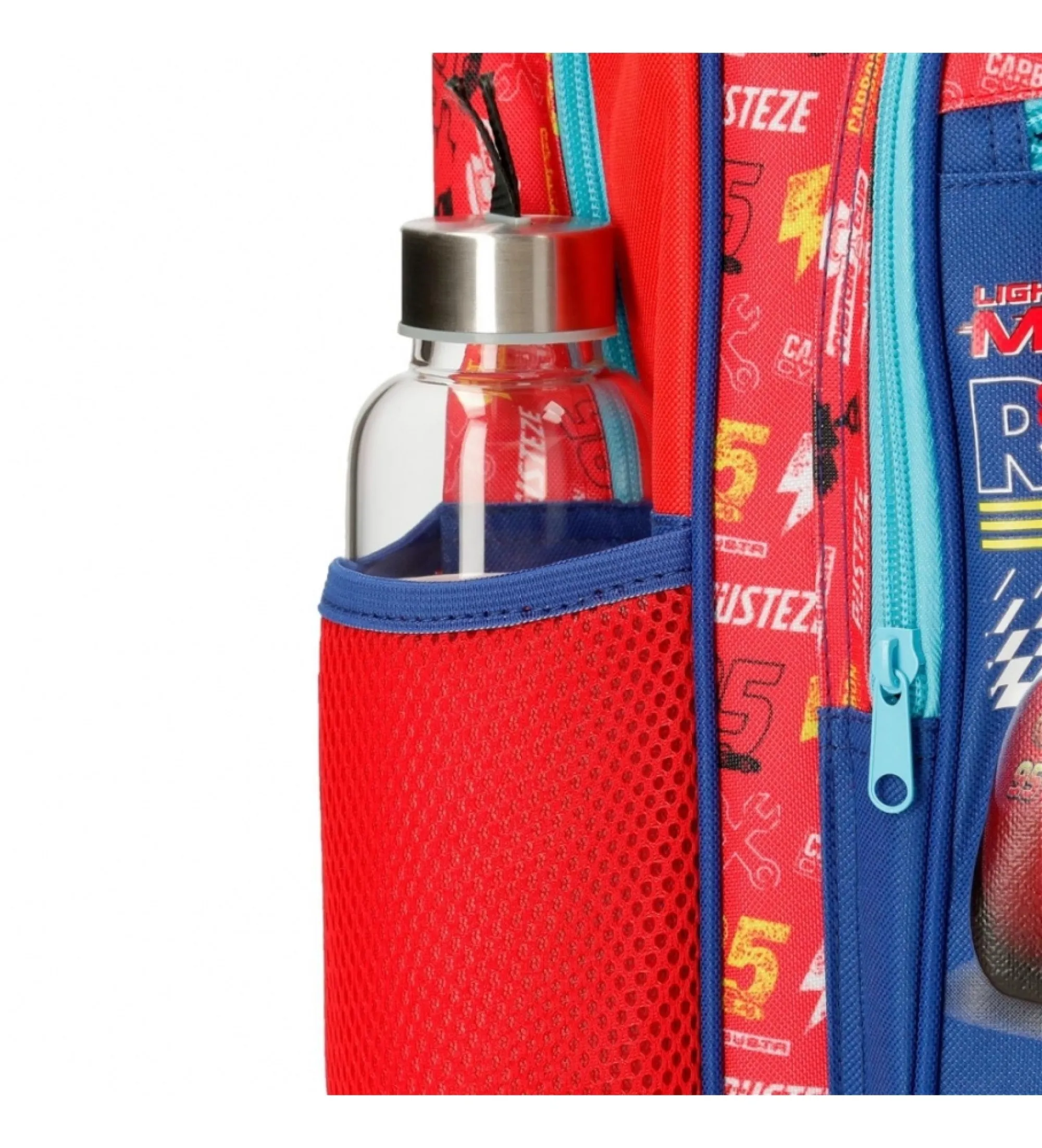 Mochila de guarderia Cars Lets race con carro rojo