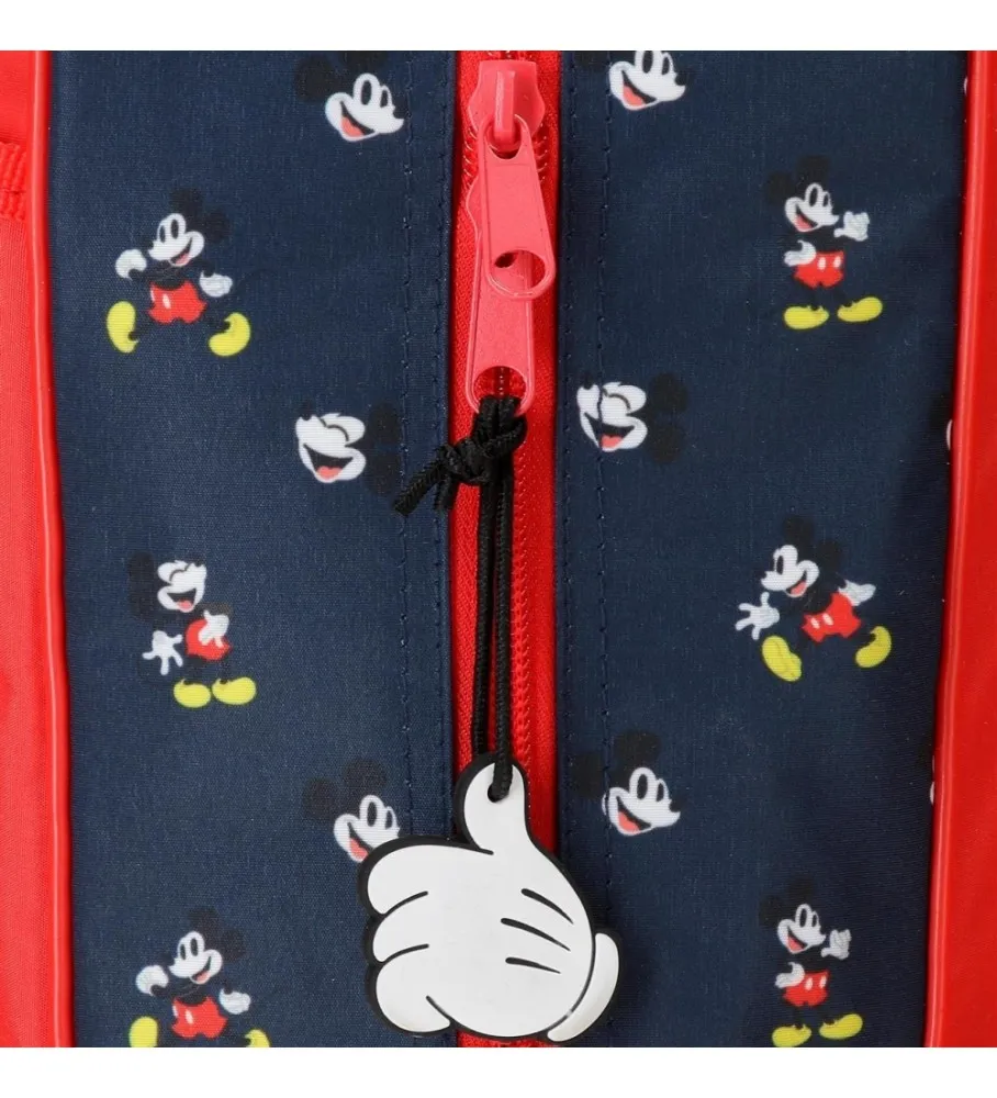 Mochila Mickey Mouse Fashion 33cm con carro rojo