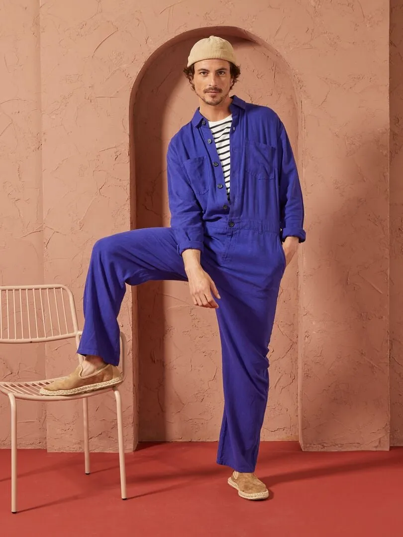 MONO CON MEZCLA DE LINO   UNISEX  AZUL