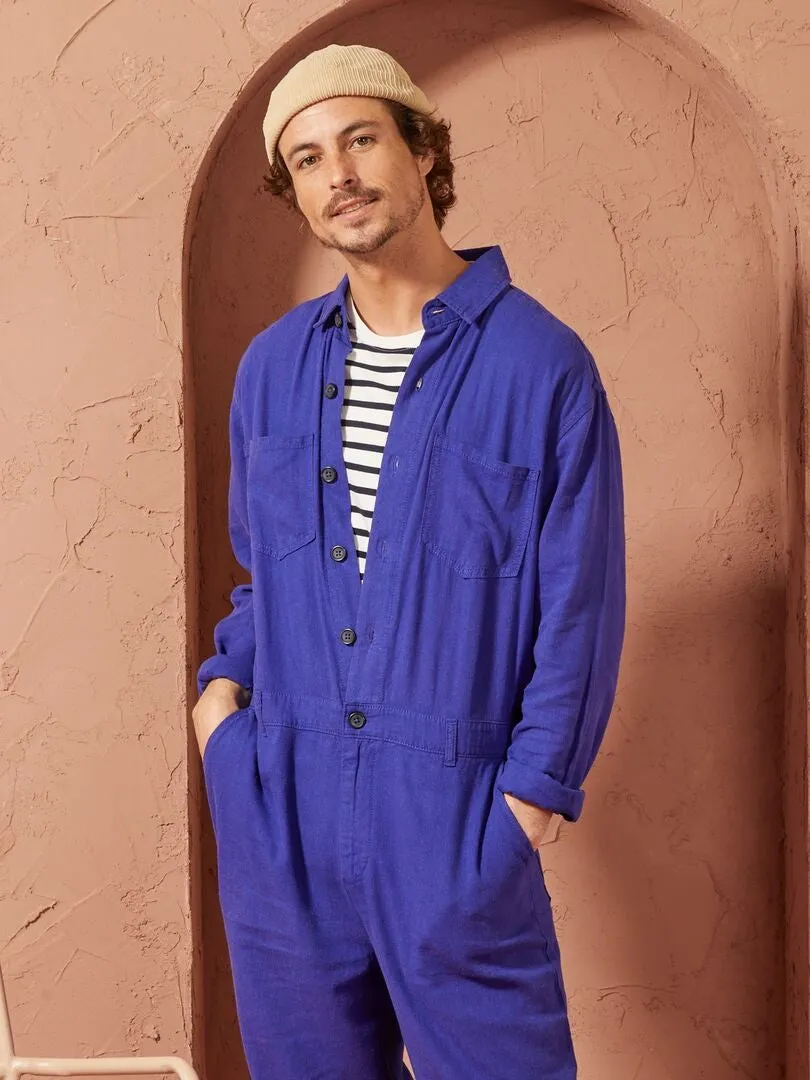 MONO CON MEZCLA DE LINO   UNISEX  AZUL