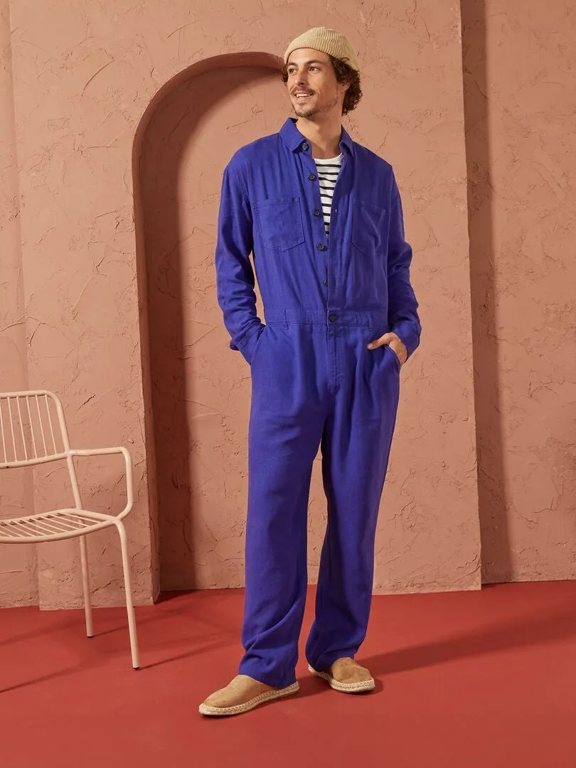 MONO CON MEZCLA DE LINO   UNISEX  AZUL