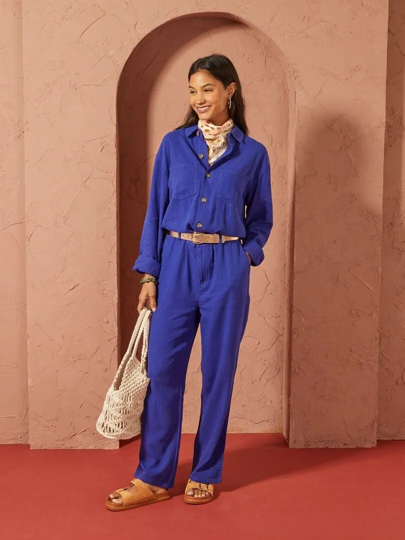 MONO CON MEZCLA DE LINO   UNISEX  AZUL