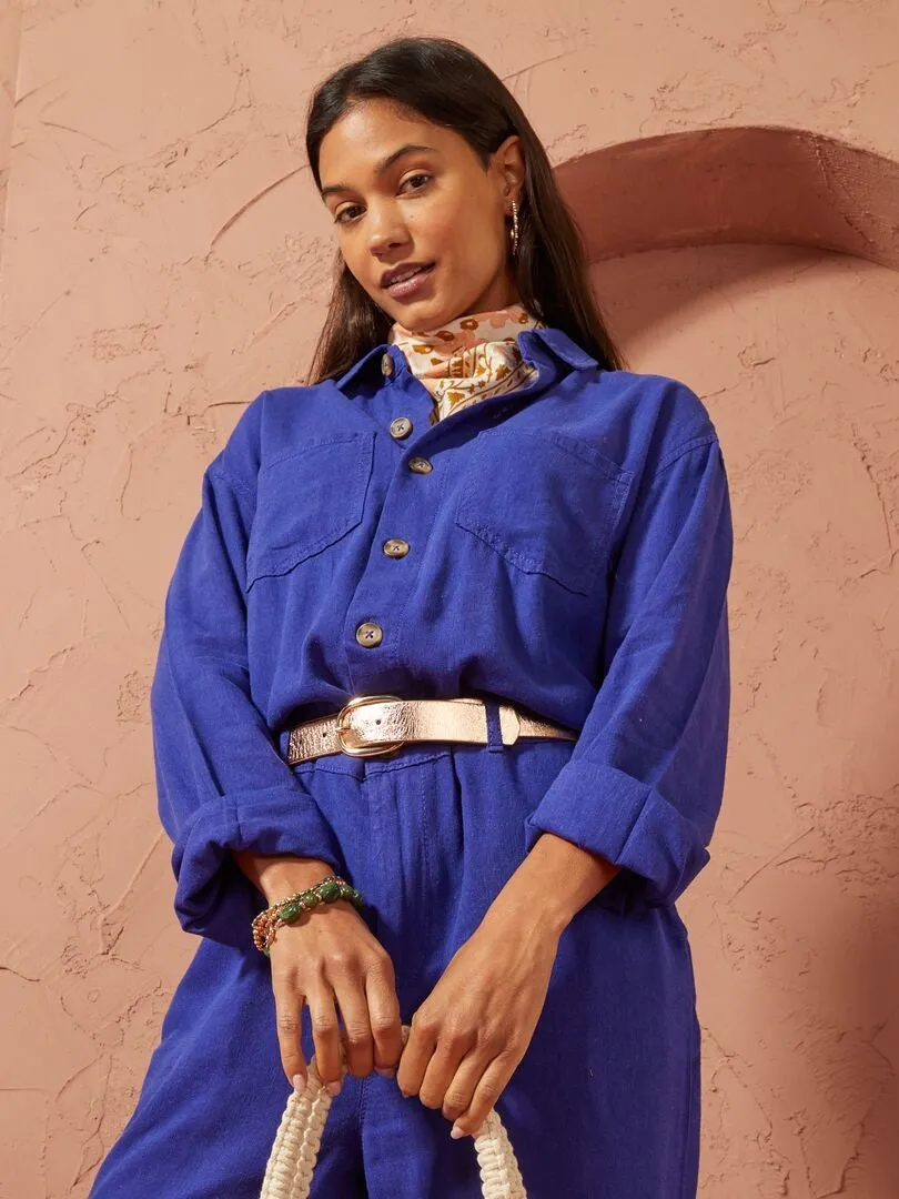 MONO CON MEZCLA DE LINO   UNISEX  AZUL
