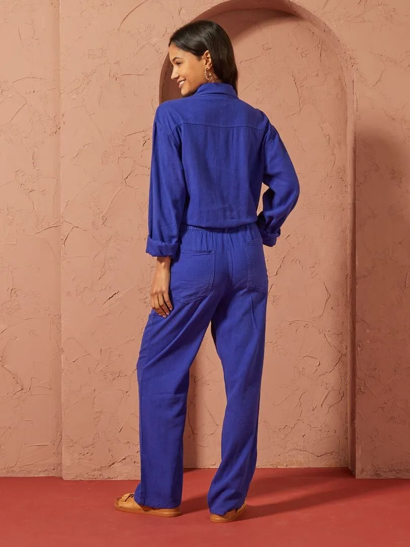 MONO CON MEZCLA DE LINO   UNISEX  AZUL