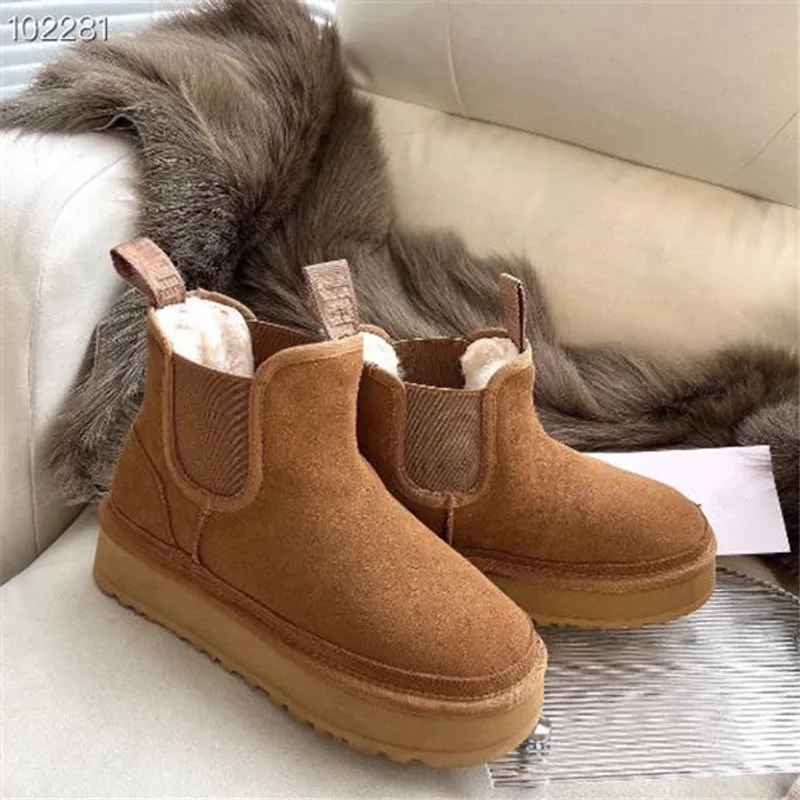 Mujeres F23 Neumel Plataforma Chelsea botas zapatos Castaño negro chelsea Diseñador bota de nieve plana invierno comfprt para mu