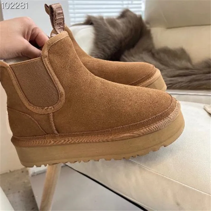 Mujeres F23 Neumel Plataforma Chelsea botas zapatos Castaño negro chelsea Diseñador bota de nieve plana invierno comfprt para mu