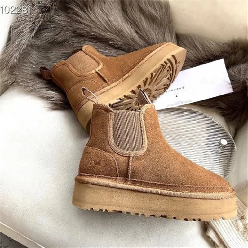 Mujeres F23 Neumel Plataforma Chelsea botas zapatos Castaño negro chelsea Diseñador bota de nieve plana invierno comfprt para mu