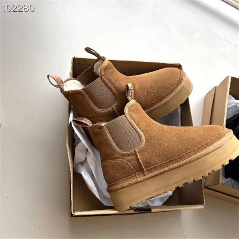 Mujeres F23 Neumel Plataforma Chelsea botas zapatos Castaño negro chelsea Diseñador bota de nieve plana invierno comfprt para mu