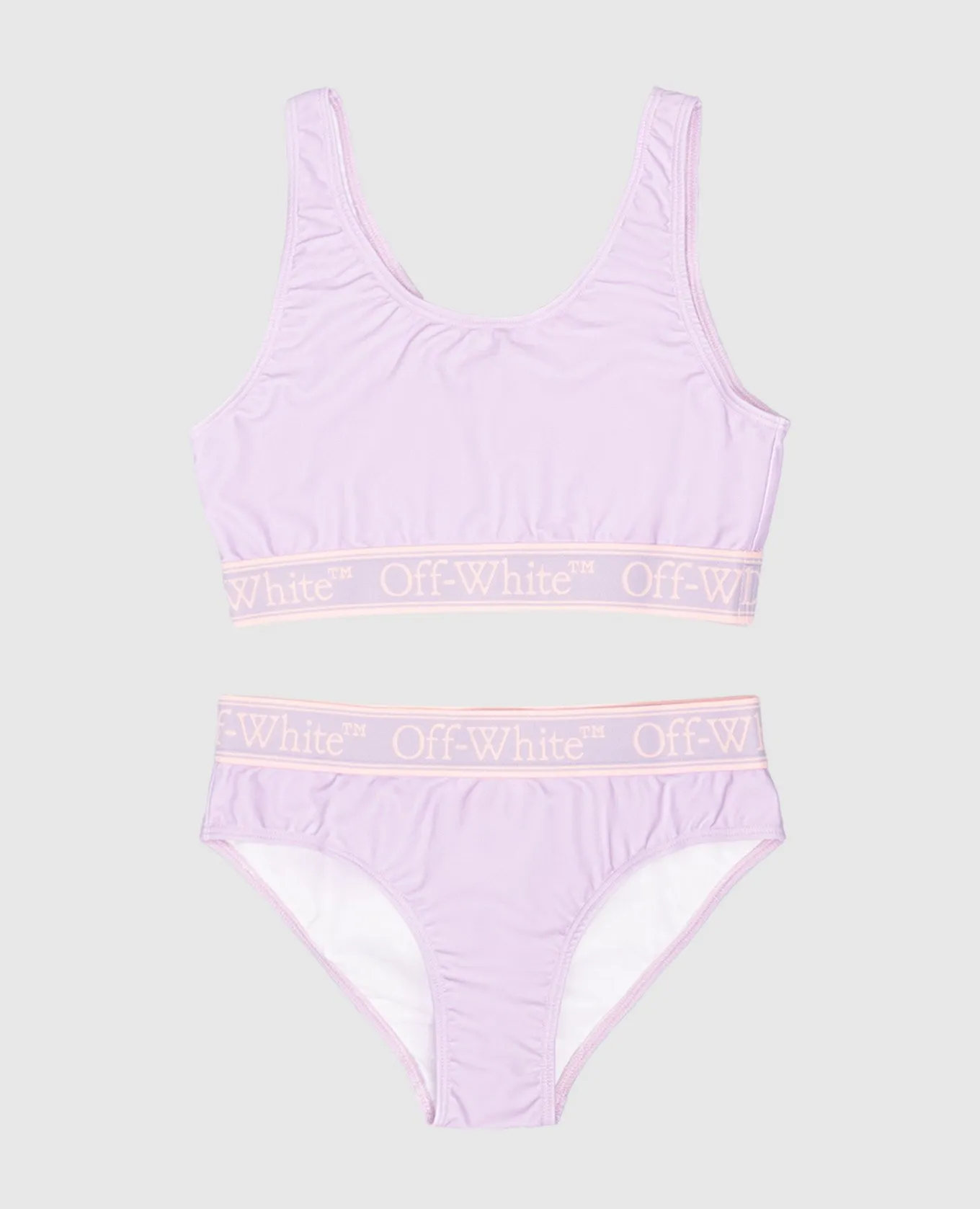 OFFWHITE CHILDREN'S PURPLE SWIMSUIT WITH LOGO PATTERN