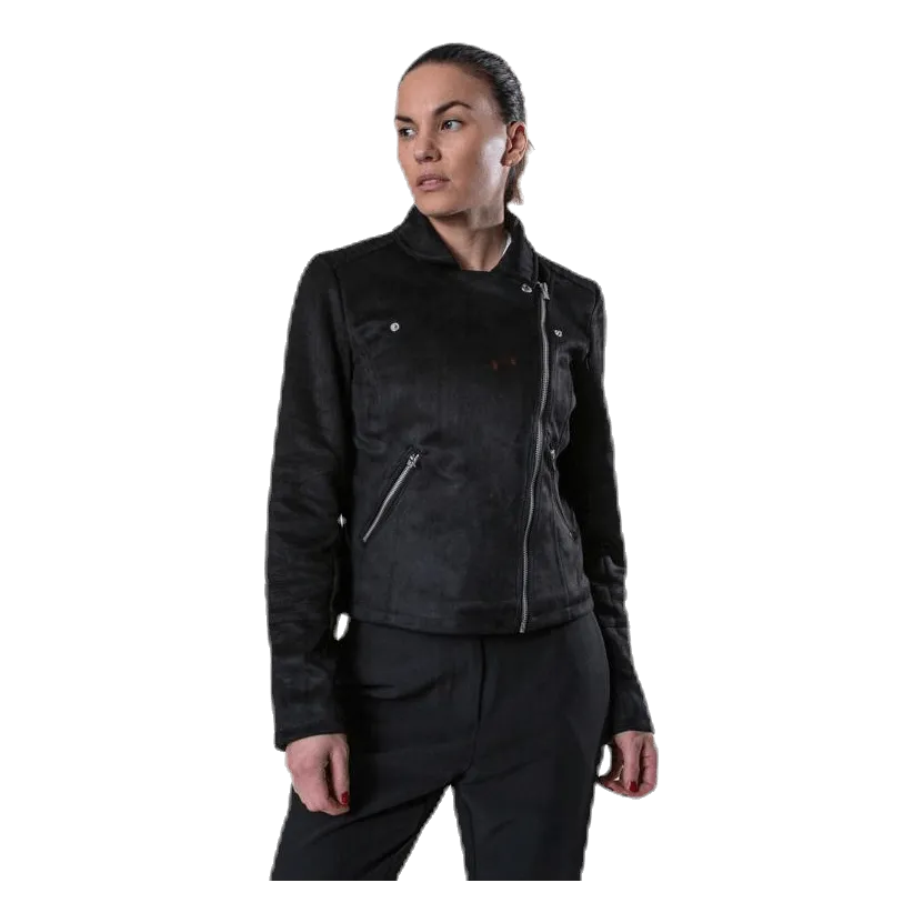 Only Gerry Faux Suede Biker Otw Black