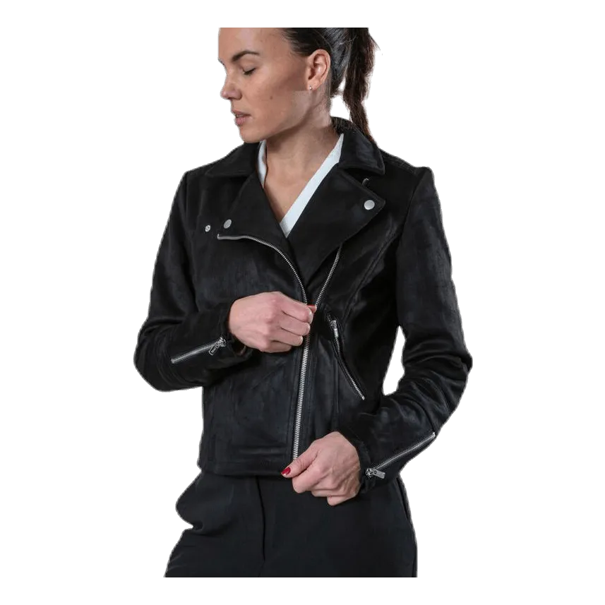 Only Gerry Faux Suede Biker Otw Black