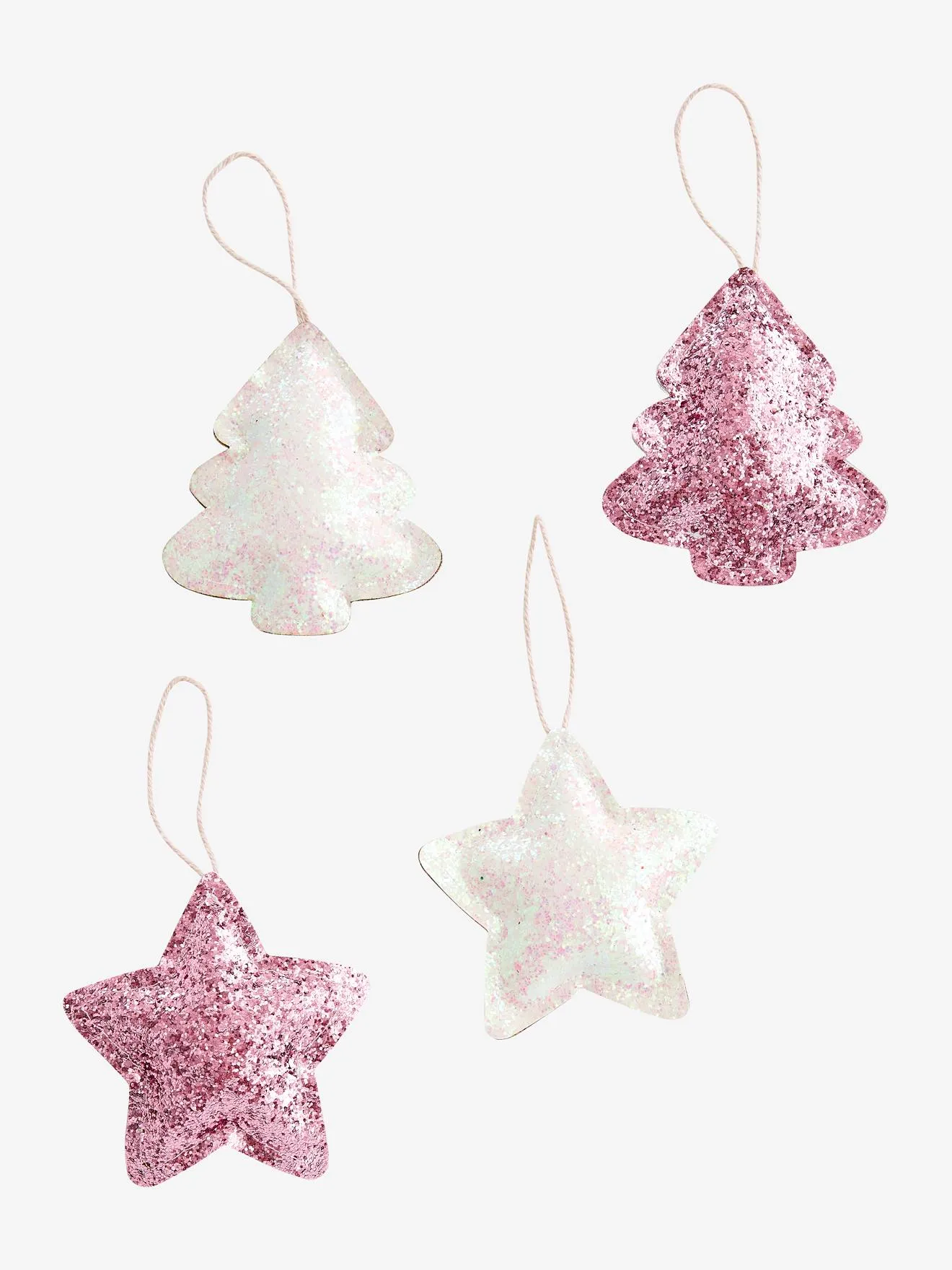 Pack de 4 decoraciones de Navidad con purpurina
